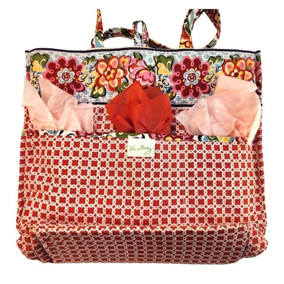 Vera Bradley Quilted Floral Tote Bag With Button Closure - Picture 9 of 14